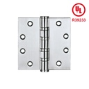 GRADE 1 - MORTISE HINGE STAINLESS STEEL FIRE RATED UL - 4.5&quot; x 4.5&quot; x 3/16&quot; - (4 BALL BEARINGS) - MOD. CMJ030-4UL