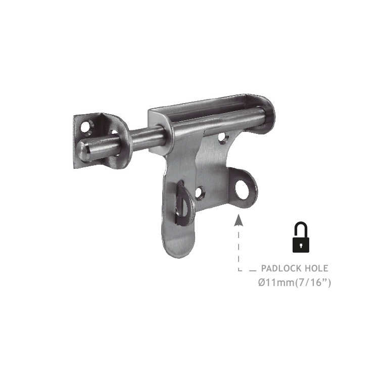 SECURITY LATCH HASP BARREL BOLT - STAINLESS STEEL 304 MOD. FT-6138