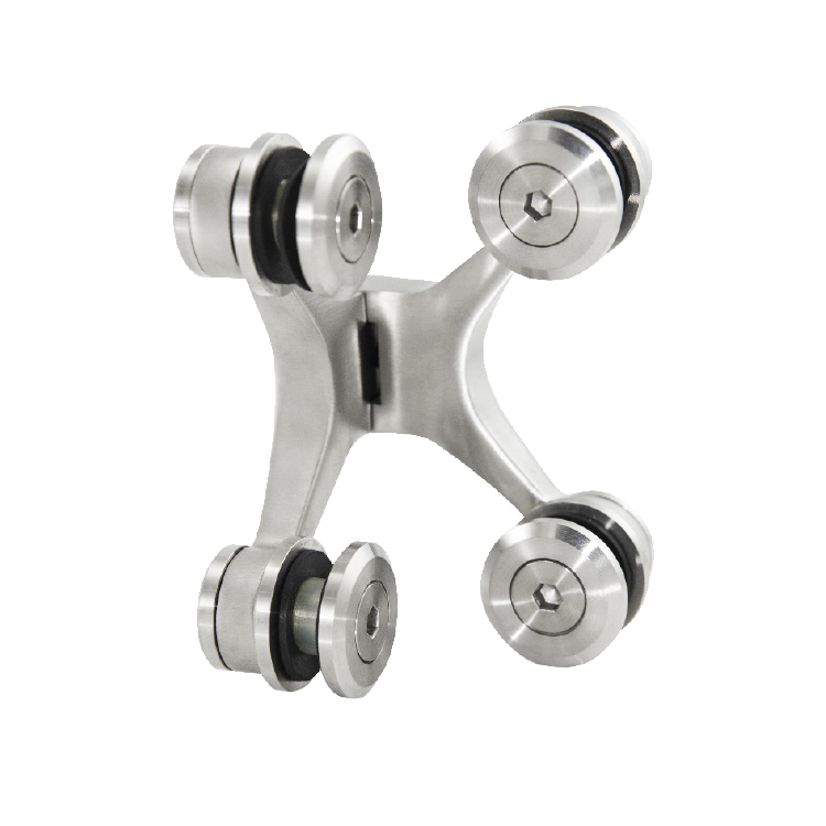 180° GLASS-TO-GLASS &quot;SPIDER&quot; TYPE 4-WAY HINGE - STAINLESS STEEL MOD. JK75111