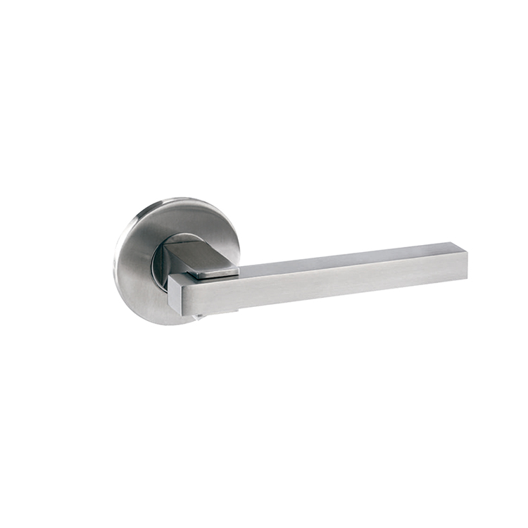 PRISMA EURO LEVER SET WITH ROUND ROSETTE - STAINLESS STEEL MANPRI1910