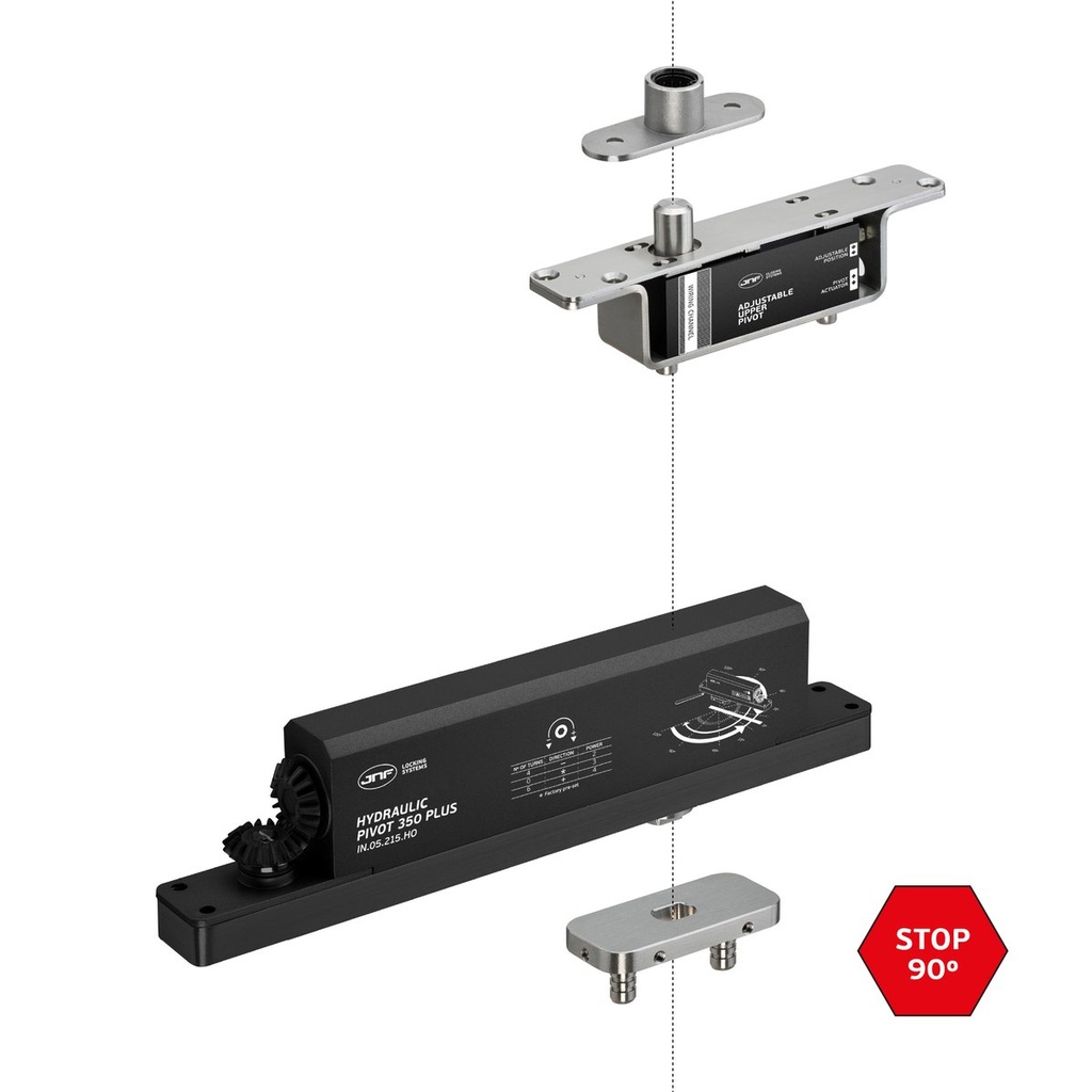 JNF - Hydraulic Pivot System - Soft Close - Hold Open - Heavy-Duty -Max. 771 lbs- Model JK05215HO