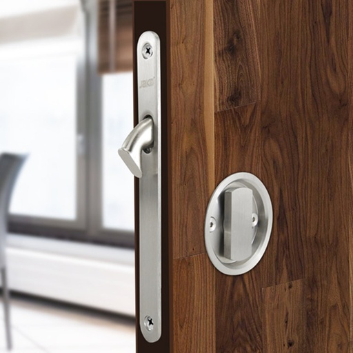 ROUND POCKET DOOR LOCK - STAINLESS STEEL - MOD. CMY080