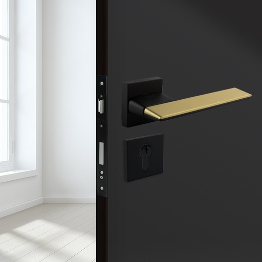 [TUR.MAN.1800NLM] LISBOA TÜRGRIFFE DOOR LOCK BLACK/MATTE BRASS TUR.MAN.1800NLM