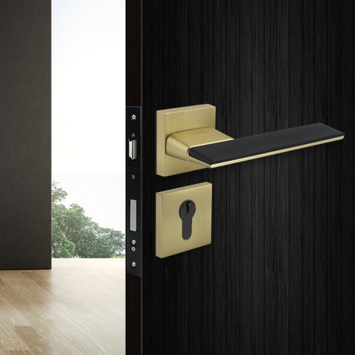 [TUR.MAN.1800LMN] LISBOA TÜRGRIFFE DOOR LOCK MATTE BRASS/BLACK TUR.MAN.1800LMN