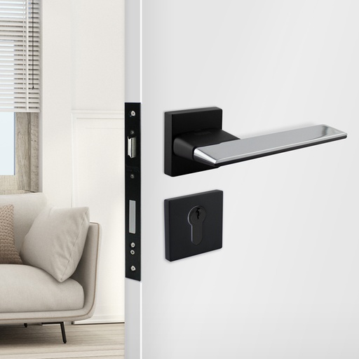 [TUR.MAN.1800NCP] LISBOA TÜRGRIFFE DOOR LOCK BLACK/CHROME TUR.MAN.1800NCP