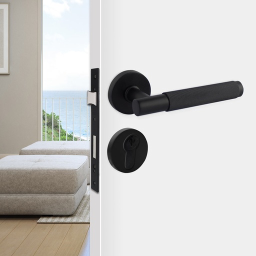 [TUR.MAN.6003MN] PRAGA TÜRGRIFFE DOOR LOCK BLACK MOD. TUR.MAN.6003MN