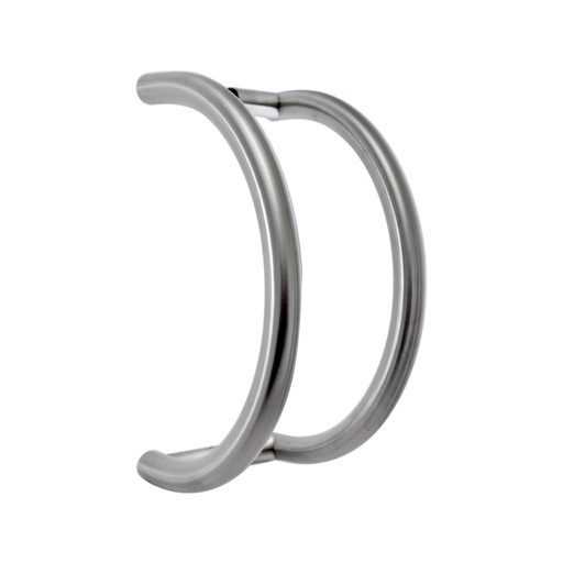 [CHCP008] 1-3/16&quot; DIAMETER - C-SHAPED OFFSET PULL HANDLE BACK-TO-BACK - SATIN STAINLESS STEEL MOD. CHCP008