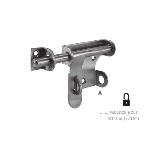 [FT-6138] SECURITY LATCH HASP BARREL BOLT - STAINLESS STEEL 304 MOD. FT-6138