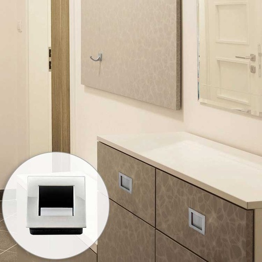 FLUSH PULL HANDLE - 304 STAINLESS STEEL / BLACK PLASTIC - MOD. WFH113