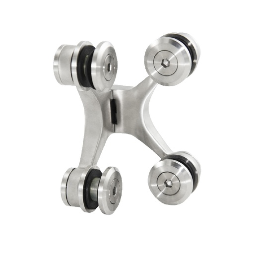 [JK75111] 180° GLASS-TO-GLASS &quot;SPIDER&quot; TYPE 4-WAY HINGE - STAINLESS STEEL MOD. JK75111