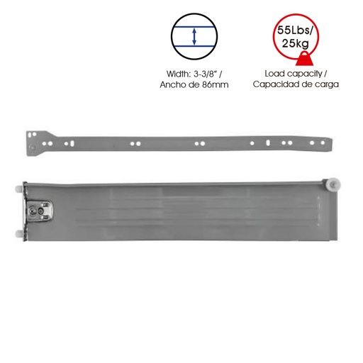 [12E180C] 3-3/8 HEIGHT KITCHEN DRAWER SLIDE MOD. 12E