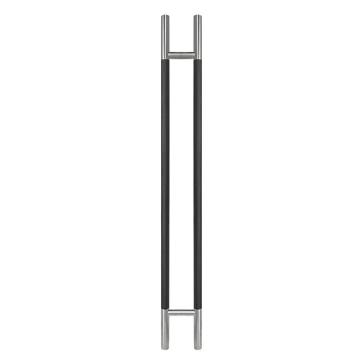 [L2239X50SSNE-SET] 1-1/4” DIAMETER - KNURLED LADDER PULL HANDLE - BACK-TO-BACK - SATIN/BLACK FINISH - 304 STAINLESS STEEL - MOD. L22